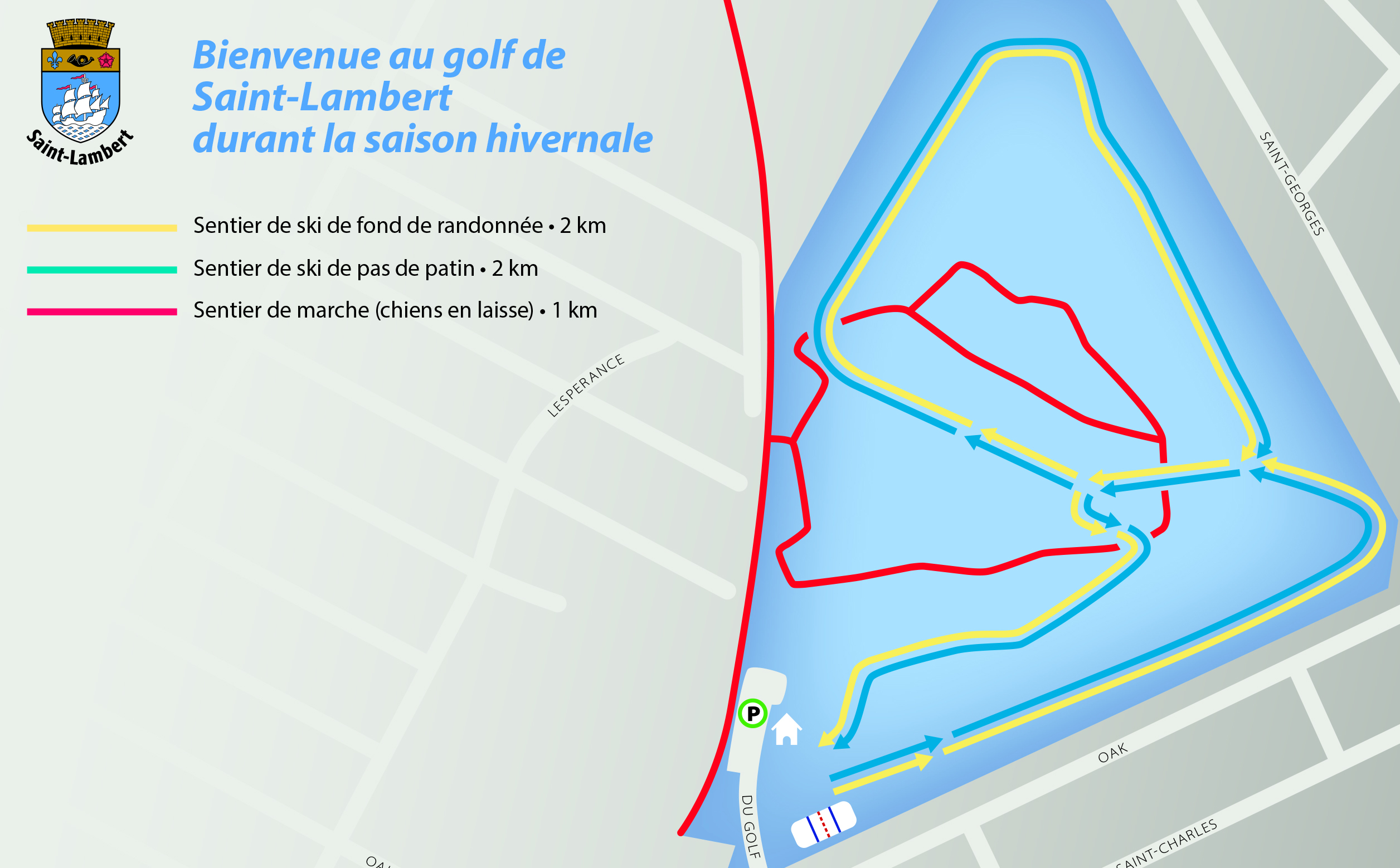 Plan des sentiers au golf de Saint-Lambert