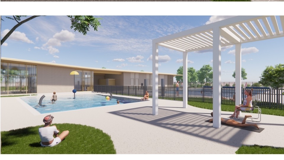 Perspective - pataugeoire et pergola